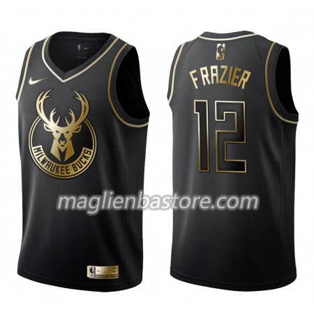 Maglia NBA Milwaukee Bucks Tim Frazier 12 Nike Nero Golden Edition Swingman - Uomo